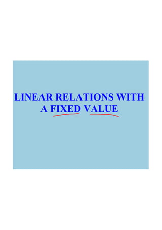LINEAR RELATIONS WITH 
    A FIXED VALUE
 