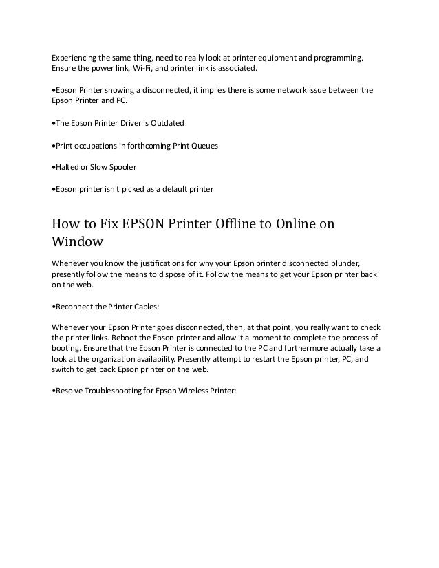 Fix EPSON Printer Offline Status On Window via EPSON Help Desk.ppt