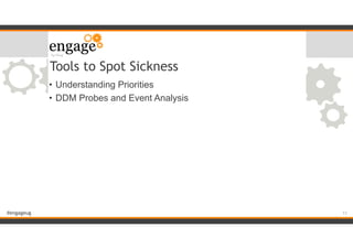 #engageug
Tools to Spot Sickness
• Understanding Priorities
• DDM Probes and Event Analysis
!11
 