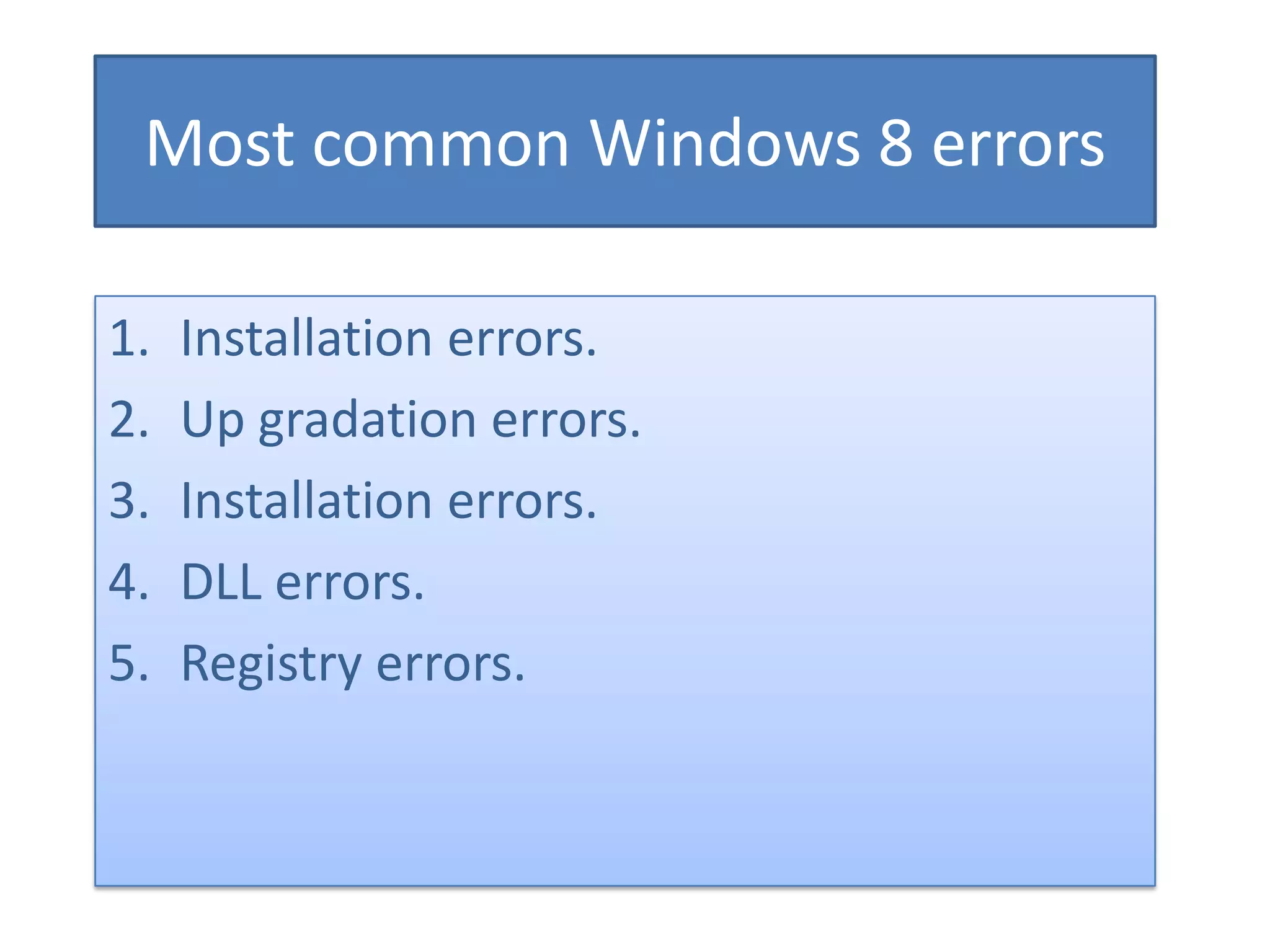 Tips to Fix windows 8 most common errors | PPTX