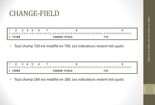 CHANGE-FIELD
 Tout champ 720 est modifié en 700. Les indicateurs restent tels quels
 Tout champ 18X est modifié en 180. Les indicateurs restent tels quels
! 2 3 4 5 6 7 8 9
!-!!!!!-!!-!-!!!-!!!-!!!!!-!!!!!!!!!!!!!!!!!!!!!!!!!!!!!!-!!!!!!!!!!!!!!!!!
1 720## CHANGE-FIELD 700
! 2 3 4 5 6 7 8 9
!-!!!!!-!!-!-!!!-!!!-!!!!!-!!!!!!!!!!!!!!!!!!!!!!!!!!!!!!-!!!!!!!!!!!!!!!!!
1 18### CHANGE-FIELD 180
ÉlaboreretutiliserdesfixmaisonsurAleph
 