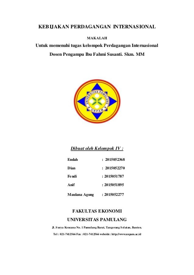 Makalah Kebijakan Perdagangan Internasional Manajemen Pemasaran