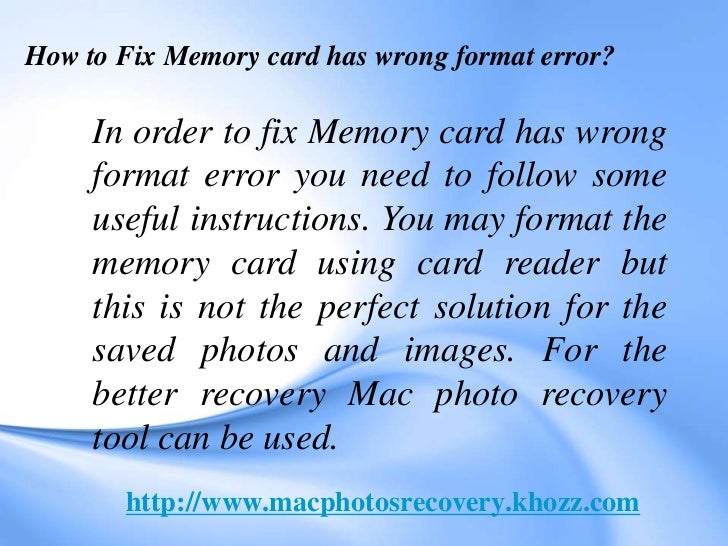 Fix memory card has wrong format error