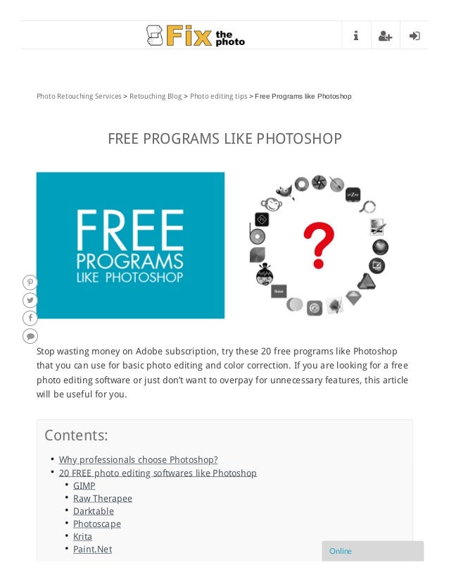 Top 20 Free Programs Like Photoshop Top 20 Free Programs Like Photoshop