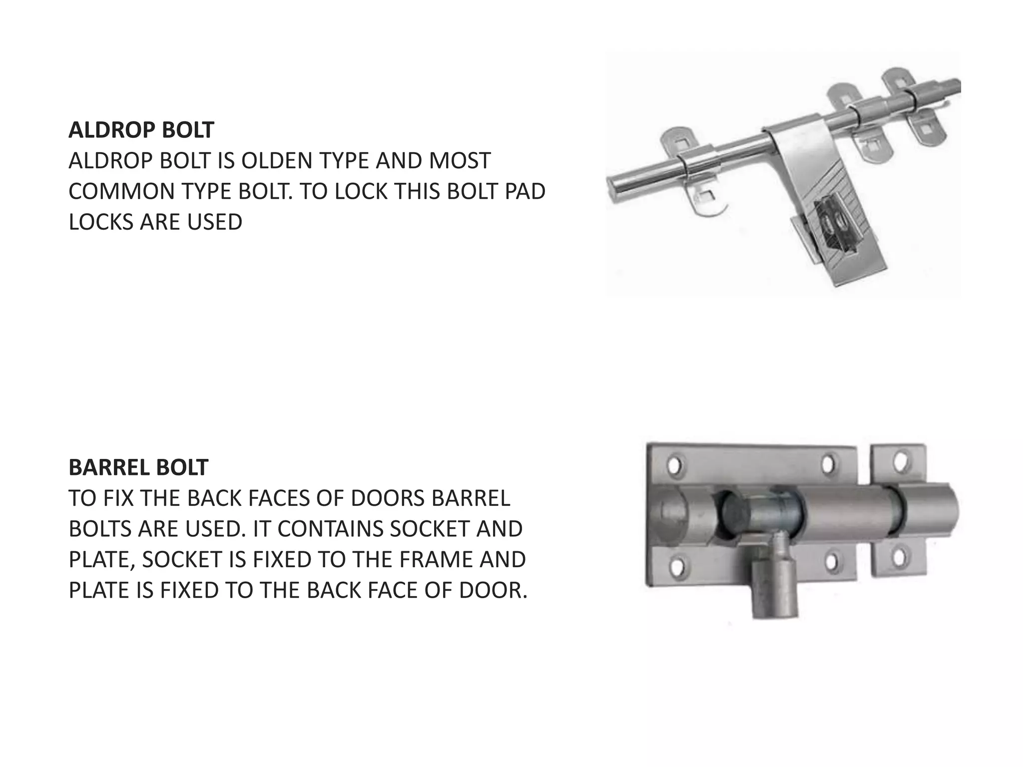 Fixtures And Fastenings In Doors And Windows PPTX