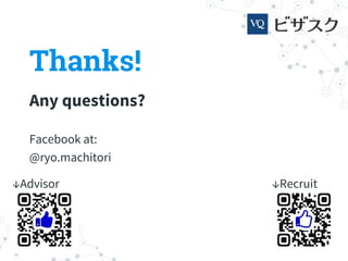 Thanks!
Any questions?
Facebook at:
@ryo.machitori
RecruitAdvisor
 