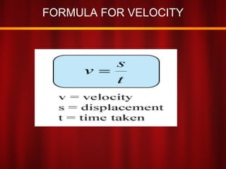 FORMULA FOR VELOCITY
 