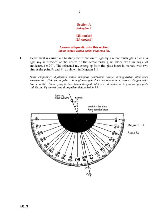 Fizik paper 3 spm trial 2013