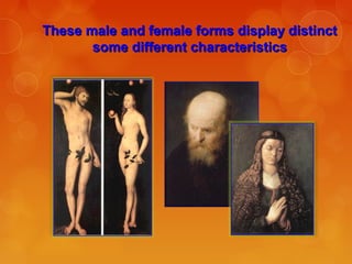 These male and female forms display distinctThese male and female forms display distinct
some different characteristicssome different characteristics
 
