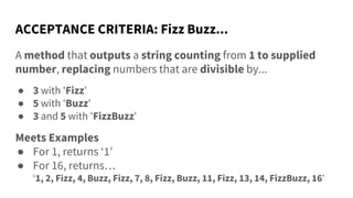 Test Driven Development with Fizz Buzz by Brian Bayer | PPT