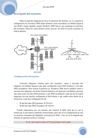 Servidor DNS

Descripción del escenario
Dado el siguiente diagrama de red y la estructura del dominio, se va a realizar la...