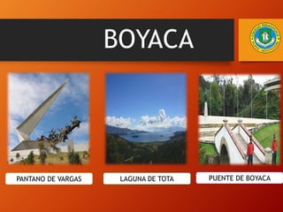 BOYACA
PANTANO DE VARGAS LAGUNA DE TOTA PUENTE DE BOYACA
 