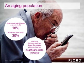 An aging population


   Today, people aged 65 years
        or over in the EU

               18%
      By 2060 the share...