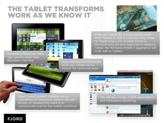 THE TABLET TRANSFORMS
WORK AS WE KNOW IT

                                                            Android‟s Tablet OS ...