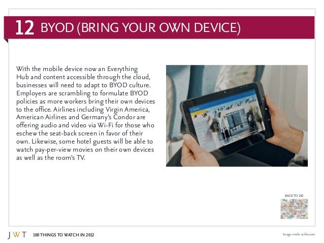 12
100 Things to Watch in 2012
BACK TO 100
Image credit: airfax.com
BYOD (Bring Your Own Device)
With the mobile device no...