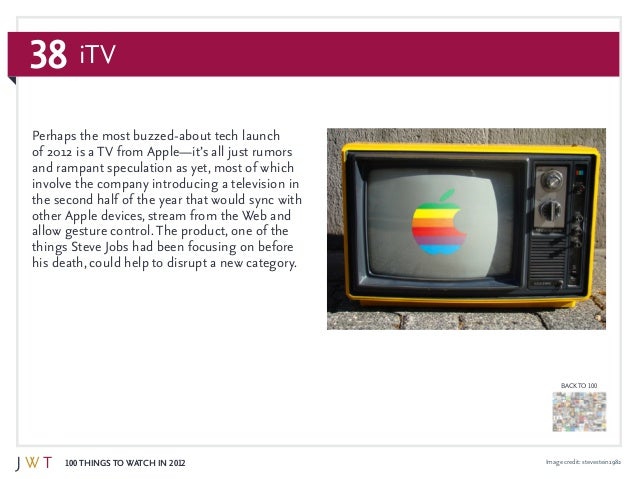 38
100 Things to Watch in 2012
BACK TO 100
Image credit: stevestein1982
Perhaps the most buzzed-about tech launch
of 2012 ...