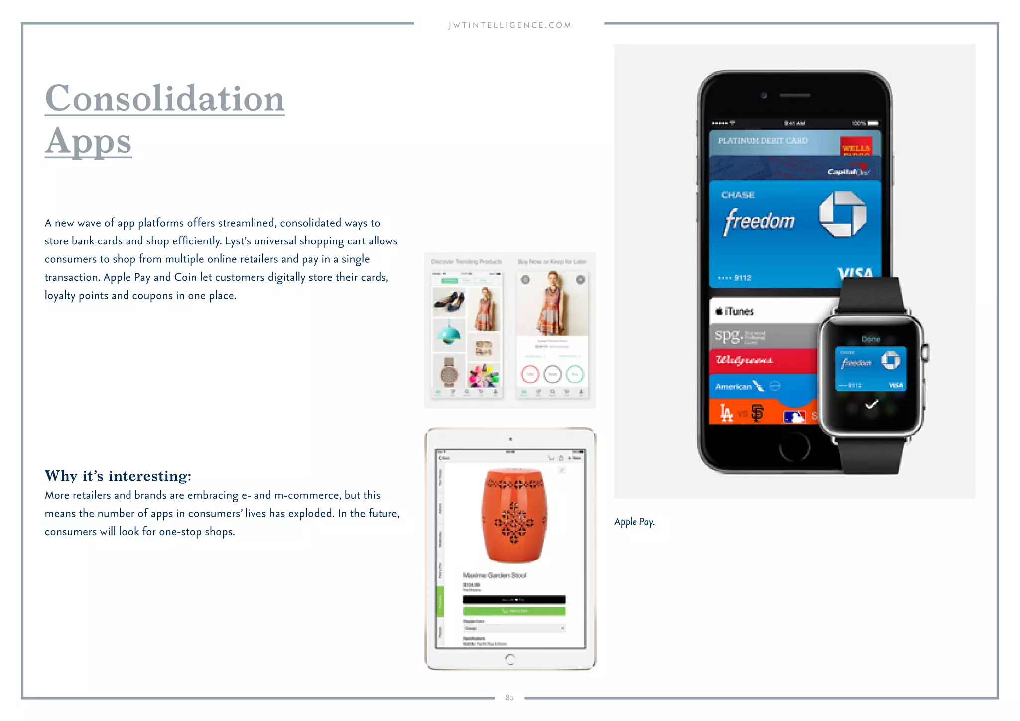 80
Why it’s interesting:
Concept store formats cater to the consumer desire for curation, as well
as the sense of “magazine format” in retail, where formats are regularly
switched, updated and refreshed.
Established retailers and brands are tapping the glamour of the concept
store format to impress savvy, global-shopping Millennials with local,
artisanal, curated and niche products. Pop-In @ Nordstrom is a series of
themed pop-ups curated by Olivia Kim, director of creative projects and
former vice president of creative at Opening Ceremony. Lord & Taylor’s
Birdcage, in its New York store, is a concept shop-in-shop selling carefully
curated pieces from New York-based creatives. Diesel’s 101, a pop-up
boutique in Brooklyn, sells carefully curated goods including pieces from
Brooklyn Candle Studio, T-shirts by photographers Inez van Lamsweerde
and Vinoodh Matadin, and nail polish by Deborah Lippmann.
Concept Cohort
Why it’s interesting:
Having focused on hard luxury, many luxury brands are zeroing in on their
aspirational entry-point categories, celebrating them in theatrical ﬂagships.
Luxury brands are enhancing their entry-point categories; Burberry, Dior
and Chanel all recently launched beauty and fragrance “temples” that
emphasize their product offer, and incorporate luxurious interiors and
digital technology. The next phase? Eyewear. In a telling move, luxury group
Kering has bought back its eyewear licences. Next stop, perhaps, luxury
eyewear ﬂagships akin to those of Warby Parker.
Eyewear Temples
 