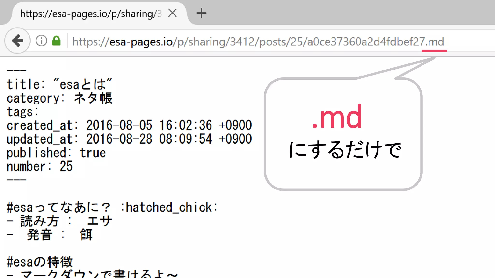 .md
にするだけで
 