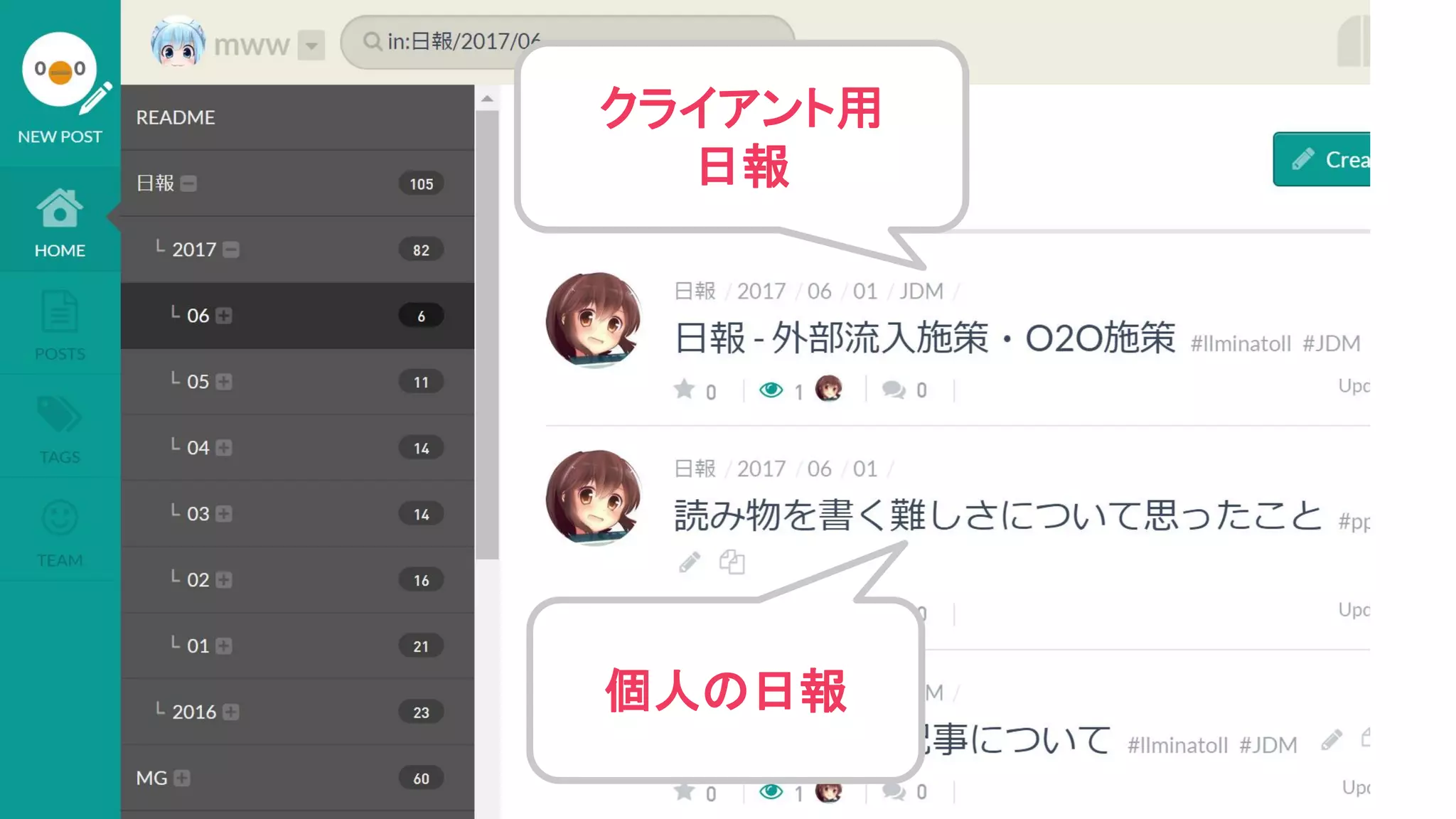 個人の日報
クライアント用
日報
 