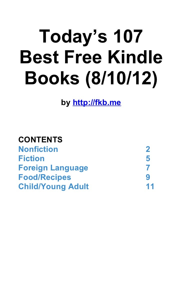 Todays 107 Best Free Kindle Books August 10 2012 - 