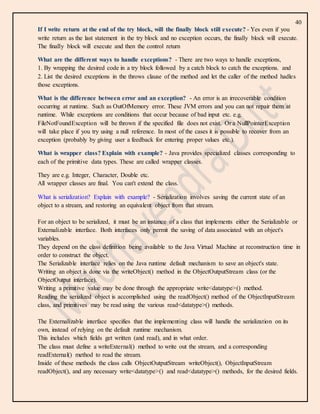 Java Interview Feedback Examples Java interview questions and answers | DOCX