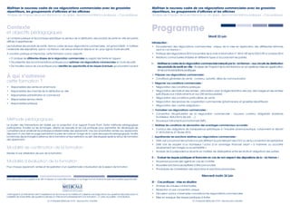 Maîtriser le nouveau cadre de vos négociations commerciales avec les grossistes
répartiteurs, les groupements d’officines et les officines
Analyse de l’impact de la «loi Hamon» un an après - Recommandations pratiques – Cas pratiques
Maîtriser le nouveau cadre de vos négociations commerciales avec les grossistes
répartiteurs, les groupements d’officines et les officines
Analyse de l’impact de la «loi Hamon» un an après - Recommandations pratiques – Cas pratiques
© L’Entreprise Médicale 2 015 - reproduction interdite © L’Entreprise Médicale 2 015 - reproduction interdite
Le contexte juridique et économique spécifique au secteur de la distribution des produits de santé en ville est parfois
difficile à appréhender.
Les industriels des produits de santé, dans le cadre de leurs négociations commerciales, ont grand intérêt à maîtriser
l’ensemble des dispositions, que la « loi Hamon » est venue renforcer depuis un an, pour agir en toute sécurité.
A vocation pratique et interactive, cette formation a pour objectifs :
•	D’analyser les différentes étapes de la négociation commerciales au regard des textes en vigueur
•	De présenter des recommandations pratiques pour optimiser vos négociations commerciales en toute sécurité
•	De travailler autour de cas pratiques pour identifier les opportunités et les risques éventuels qui pourraient survenir
•	 Responsables des ventes en pharmacie
•	 Responsables des marchés de la distribution en ville
•	 Responsables administration et commercial
•	 Responsables service clients
•	 Responsables juridiques
Programme
Pour répondre à vos questions et afin d’assurer un caractère pratique à ce stage tout en traitant le sujet de manière approfondie,
F O R M AT I O N E X C E L L E N C E
a fait appel à un intervenant dont l’expérience et reconnue en la matière et a réservé une large place aux questions-réponses (avec la
possibilité de transmettre des questions précises à l’intervenant préalablement à la formation : cf. verso du bulletin d’inscription).
Mardi 23 juin
Introduction :
•	 Encadrement des négociations commerciales : enjeux de la mise en application des différentes réformes
dont la « loi Hamon » :
•	 Pratique des négociations 2015 à la lumière de la note d’information n° 2014-149 de la DGCCRF d’octobre 2014
•	 Relations contractuelles établies et différents types d’accords liant les parties.
I -	 Maîtriser le cadre de la négociation commerciale instauré par la « loi Hamon » aux circuits de distribution
des produits de santé en ville : Analyse de l’impact de la «loi Hamon» un an après sa mise en application
et recommandations pratiques
A. Préparer vos négociations commerciales :
•	 Conditions générales de vente : contenu, autorité, délai de communication
B. Négocier vos conditions commerciales :
•	 Négociation des conditions juridiques
•	 Négociation des tarifs et des remises : articulation avec la réglementation des prix, des marges et des remises
spécifiques aux médicaments et aux DM remboursables
•	 Négociation des conditions particulières de vente
•	 Négociation des services de coopération commerciale (pharmaciens et grossistes répartiteurs)
•	 Négociation des « autres obligations »
C. Formaliser vos négociations commerciales :
•	 Convention récapitulative de la négociation commerciale : nouveau contenu obligatoire (barèmes
fournisseur, réductions de prix, …)
•	 Nouveaux instruments promotionnels (NIP).
D. Maîtriser les conditions de déclaration des avantages commerciaux accordés :
•	 Contour des obligations de transparence spécifiques à l’industrie pharmaceutique, notamment le décret
n° 2015-234 du 27 février 2015.
E. Appréhender les sanctions relatives aux négociations commerciales :
•	 Délit civil concernant les achats à un prix différent du prix relevant des CGV ou de la convention récapitulative
•	 Délit civil de requérir d’un fournisseur l’octroi d’un avantage financier visant « à maintenir ou accroître
abusivement ses marges ou sa rentabilité ».
•	 Analyse de la jurisprudence récente en matière de déséquilibre entre les droits et obligations des parties.
II -	 Evaluer les risques juridiques et financiers en cas de non-respect des dispositions de la « loi Hamon »
•	 Nouveaux pouvoirs des agents en cas de contrôle
•	 Nouvelles sanctions susceptibles d’être prononcées
•	 Procédures de contestation des injonctions et sanctions prononcées
Mercredi matin 24 juin
III -	 Cas pratiques : mise en situation
•	 Analyse de clauses contractuelles
•	 Rédaction d’une convention unique
•	 Discussion autour d’exemples concrets sur les négociations commerciales
•	 Mise en exergue des risques juridiques à éviter
Contexte
et objectifs pédagogiques
À qui s’adresse
cette formation ?
Le soutien des interventions est réalisé par la projection d’un support Power Point. Notre méthode pédagogique
participative, fondée sur les échanges, alterne les exposés et les cas pratiques pour permettre de développer les
compétences et améliorer les pratiques professionnelles des apprenants. Une documentation remise aux apprenants,
disposant d’une mise en page permettant la prise de notes en marge de la copie des supports pédagogiques, facilite
la mémoire des échanges à distance de la formation et leur restitution au sein des équipes après le retour de formation
des apprenants
Méthode pédagogiques :
Remise d’une attestation de suivi de la formation.
Modalité de confirmation de la formation :
Pour chaque apprenant, remise et récupération d’un questionnaire d’évaluation de la session de formation
Modalité d’évaluation de la formation :
 
