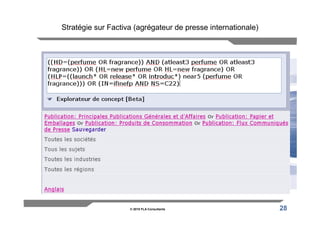 Stratégie sur Factiva (agrégateur de presse internationale)




                    © 2010 FLA Consultants                    28
 
