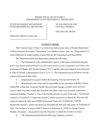 Shelley's Septic Tanks Consent Order | PDF