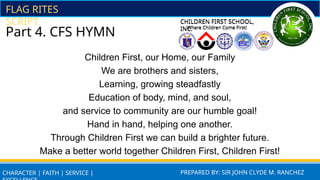 Children First Values Children First School Flag Rites and Core Values Presentation | PPTX