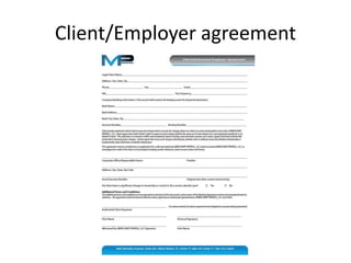Client/Employer agreement 
 