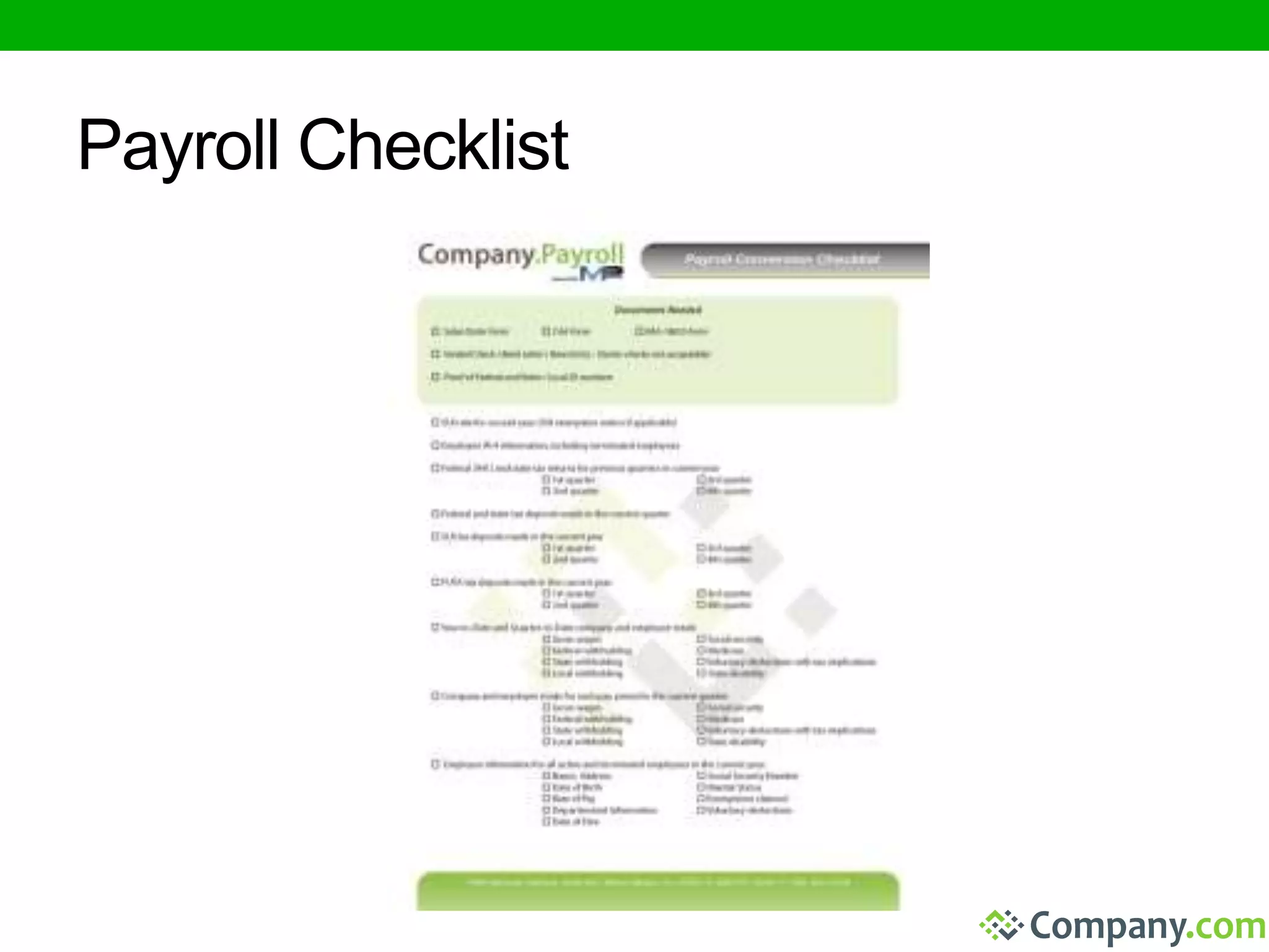 Payroll Checklist 
 