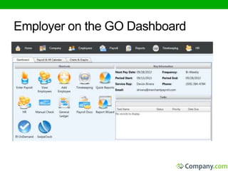 Employer on the GO Dashboard 
 