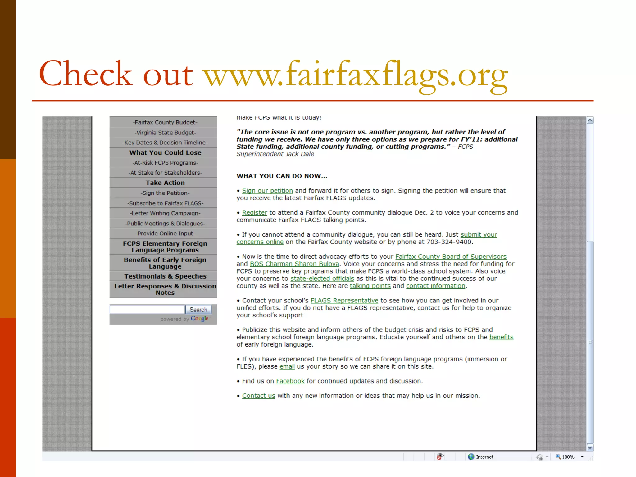 Check out  www.fairfaxflags.org   