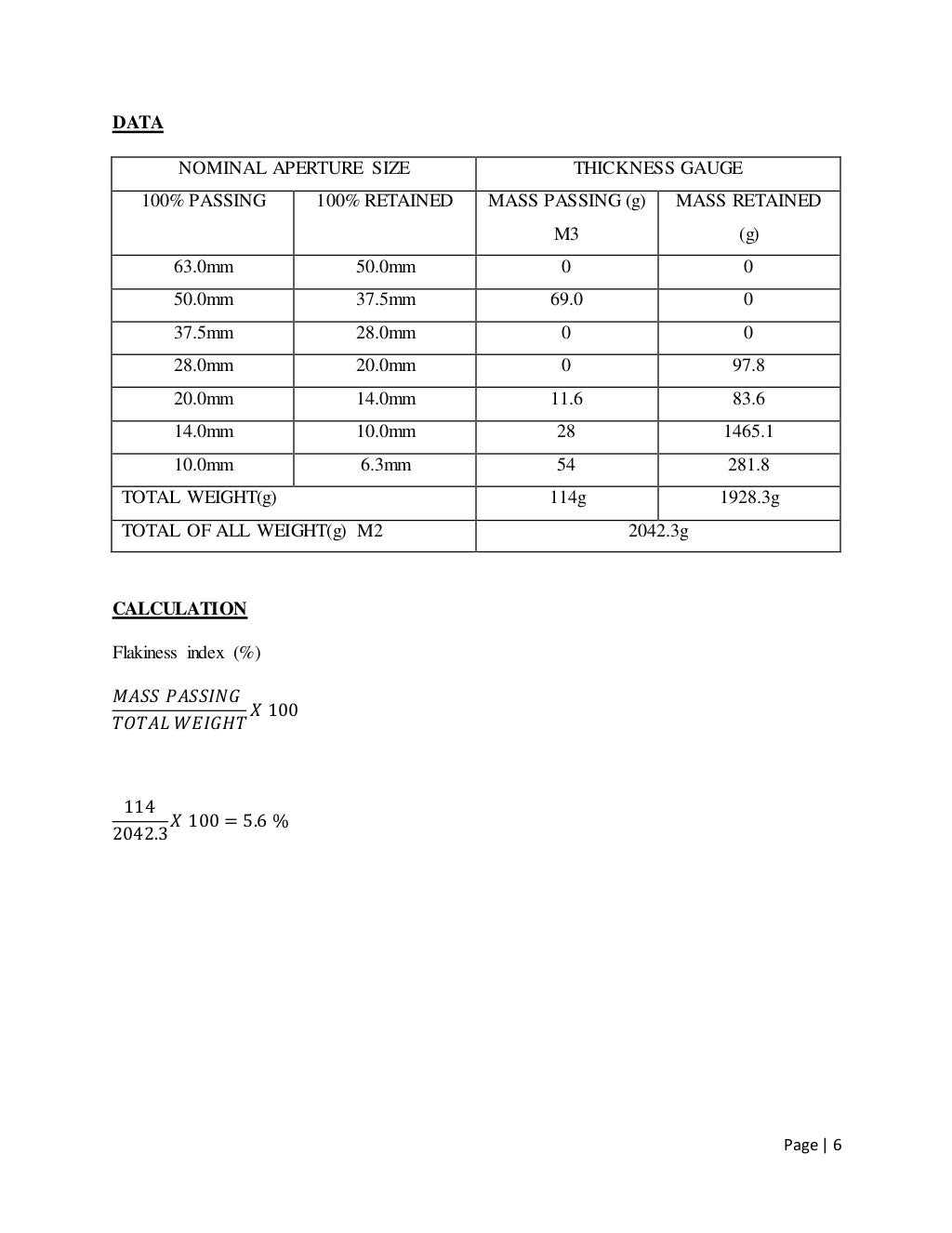 determination of flakiness index test.