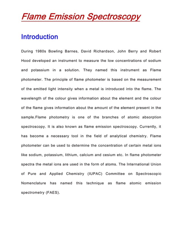 Flame emission spectroscopy PDF