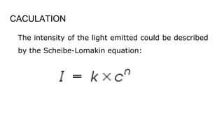 CACULATION
The intensity of the light emitted could be described
by the Scheibe-Lomakin equation:
 