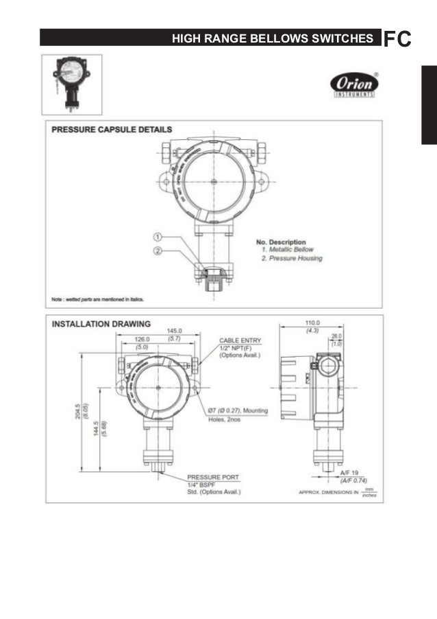 Flameproof High Range Bellow type Pressure Switches FC series