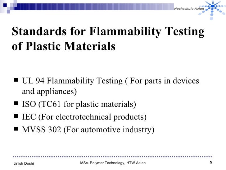Flammability Testing Of Plastics Jinish Doshi