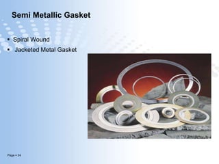 Page  34
Semi Metallic Gasket
 Spiral Wound
 Jacketed Metal Gasket
 