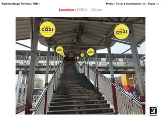 Location : FOB-1 - 26 pcs
Media – Flange | Illumination – BL | Faces - 2
Rajendra Nagar Terminal FOB 1
 