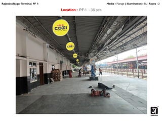 Location : PF-1 - 36 pcs
Media – Flange | Illumination – BL | Faces - 2
Rajendra Nagar Terminal PF 1
 
