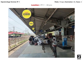 Location : PF-1 - 36 pcs
Media – Flange | Illumination – BL | Faces - 2
Rajendra Nagar Terminal PF 1
 