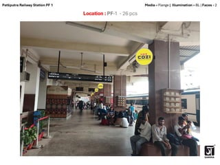 Location : PF-1 - 26 pcs
Media – Flange | Illumination – BL | Faces - 2
Patliputra Railway Station PF 1
 