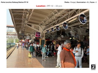 Location : PF-10 - 30 pcs
Media – Flange | Illumination – BL | Faces - 2
Patna Junction Railway Station PF 10
 