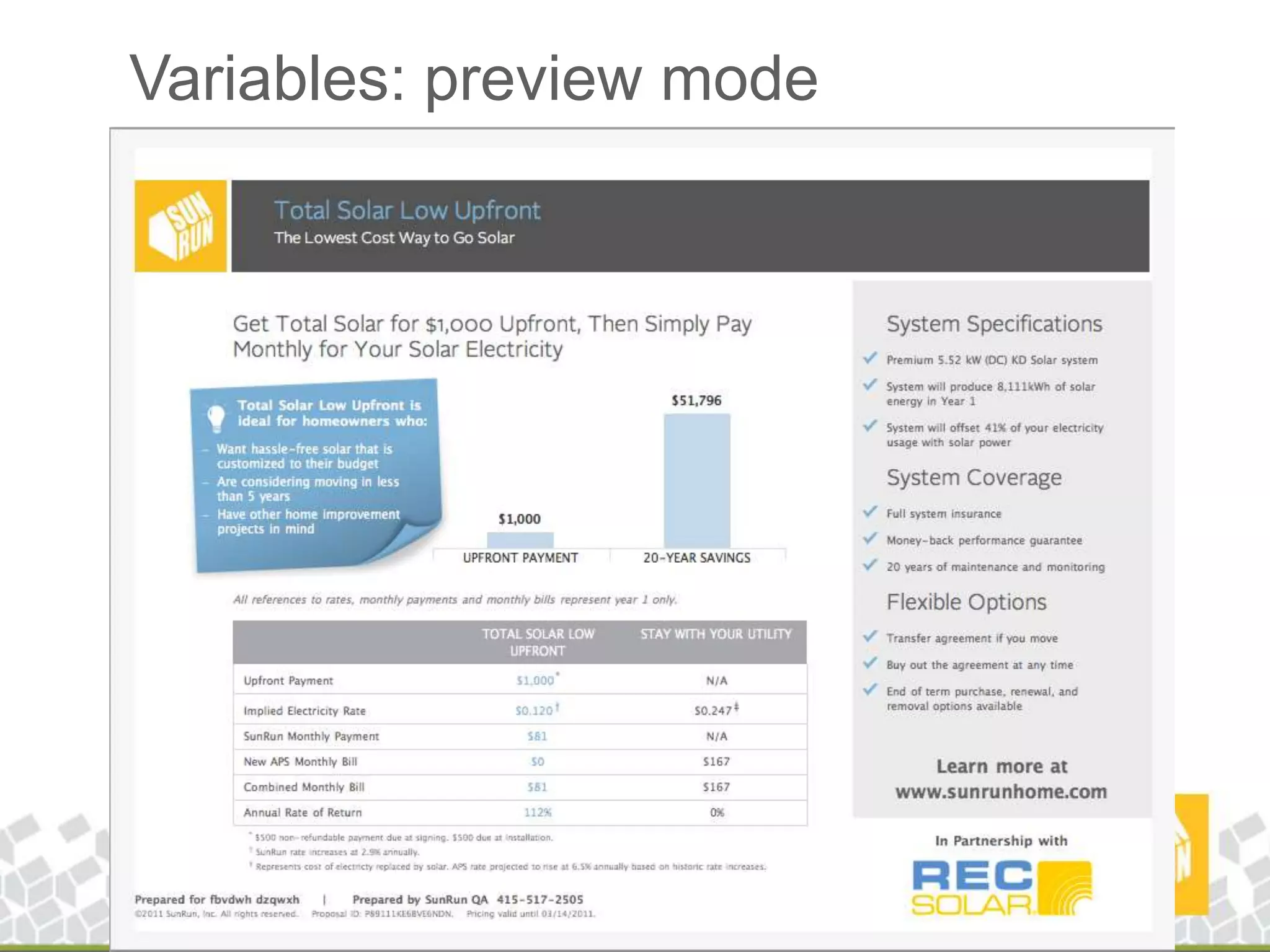 Variables: preview mode