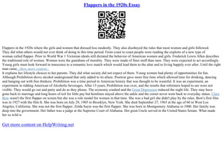 Flappers In The 1920S Essay | PDF