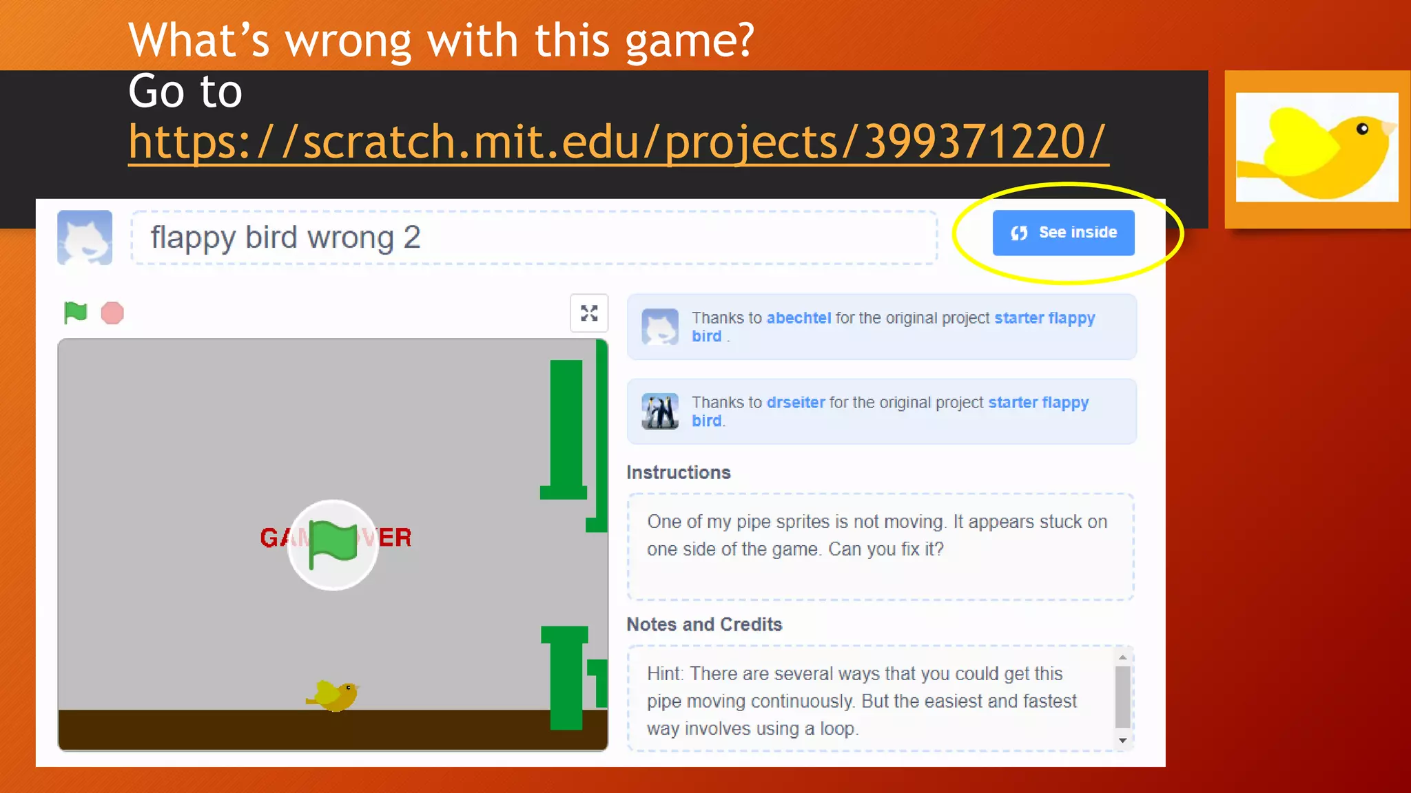 Hour (and a half) of Code: Flappy Bird Games in Scratch | PPTX