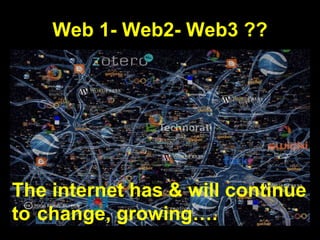Web 1- Web2- Web3 ?? The internet has & will continue to   change, growing…. 