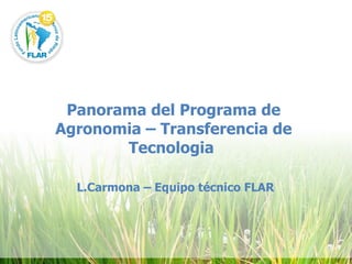 Panorama del Programa de Agronomia – Transferencia de Tecnologia  L.Carmona – Equipo técnico FLAR 