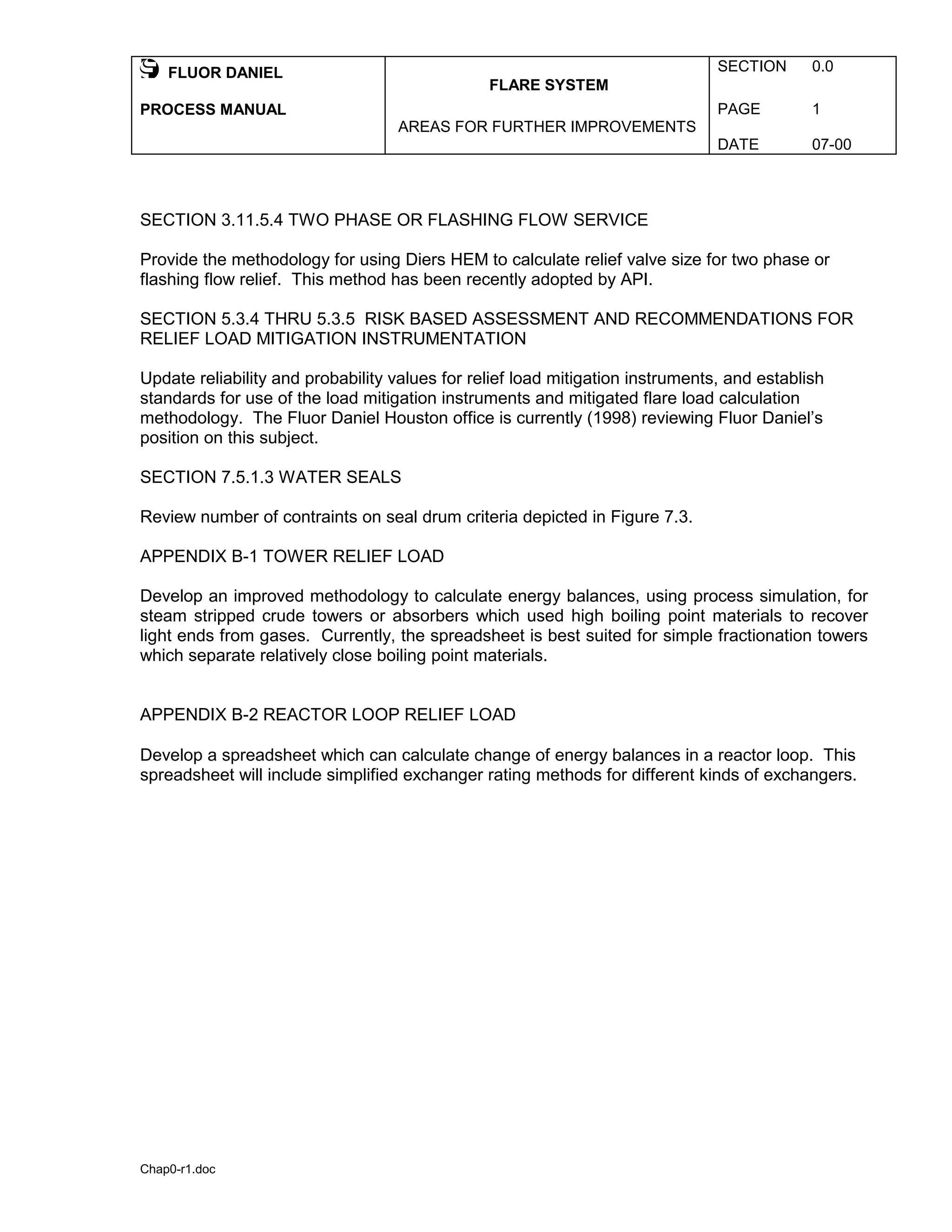 Flare System Process Design Manual - Flour Daniel | PDF